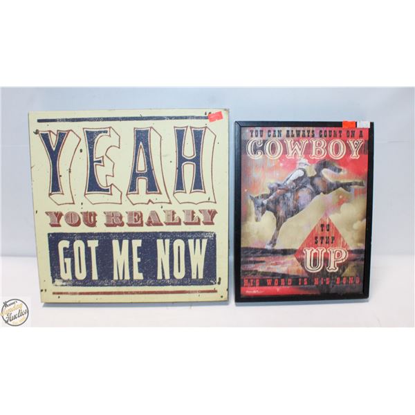 TWO NEW COWBOY THEMED WALL HANGINGS