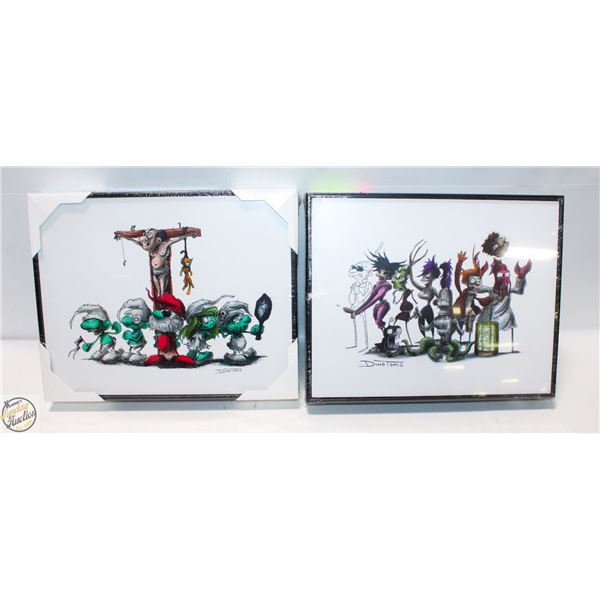 TWO CREEPYFIED BOARD PRINTS BY DINO TOMIC