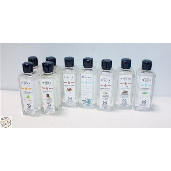 8 ASSORTED BOTTLES OF MAISON BERGER LAMPE REFILLS