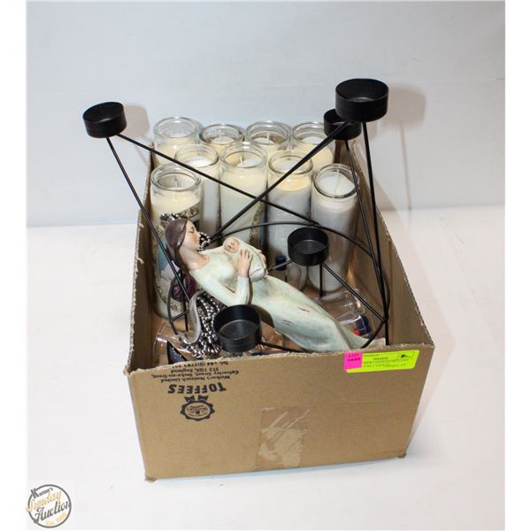 FLAT OF NEW CANDLES INCLUDES POP CULTURE CANDLES,