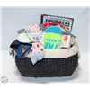 Image 1 : WOVEN BASKET FULL OF NEW SOCKS AND SIGNS
