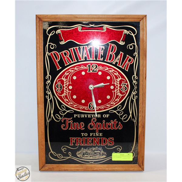 VINTAGE GLASS MIRROR CLOCK 14" X 16" - WORKING