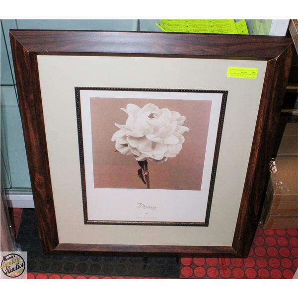 FRAMED PRINT BY JAN GORDON "PEONY" 27" X 24"