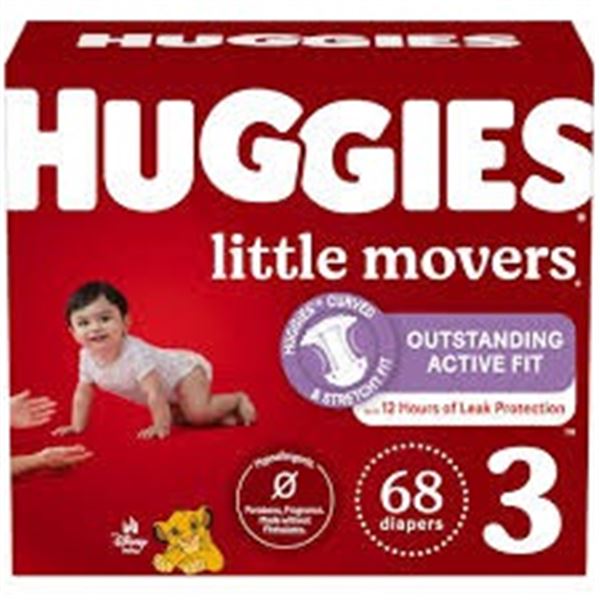 NEW 68 DIAPERS HUGGIES LITTLE MOVERS SIZE 3