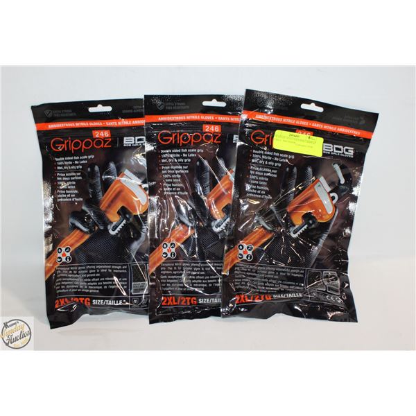 3PACKS OF 10 GLOVES BDG GRIPPAZ NITRILE MECHANIC