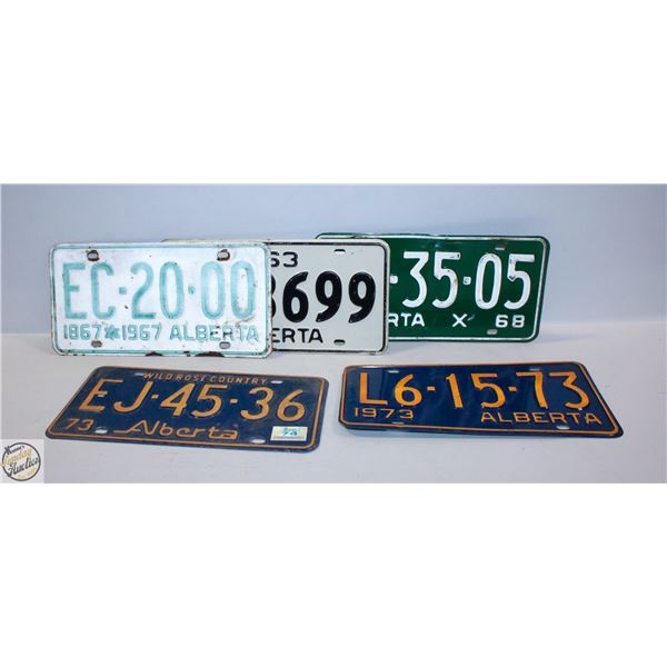 5 COLLECTIBLE ALBERTA LICENSE PLATES
