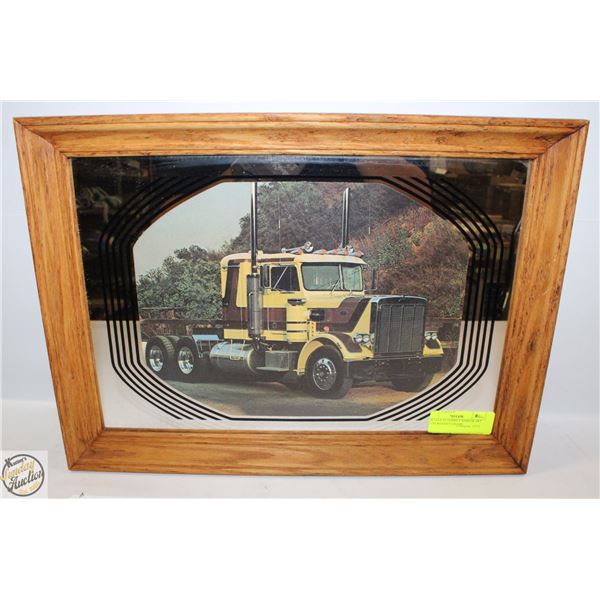 VINTAGE PETERBILT MIRROR ART WITH WOODEN FRAME