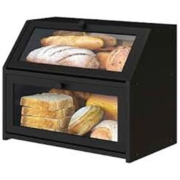 NEWLY ASSEMBLED BAMBOO LARGER TWO-LAYER BREAD BOX