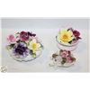 Image 1 : FLAT OF 3 BONE CHINA FLOWER ORNAMENTS