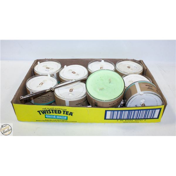 FLAT WITH TEN NEW WHISKY RIVER SOY WAX CANDLES