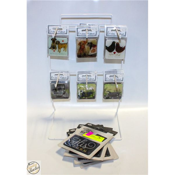 RACK OF NEW FRIDGE MAGNETS