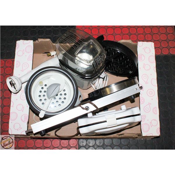6 KITCHEN APPLIANCES, WAFFLE IRON,