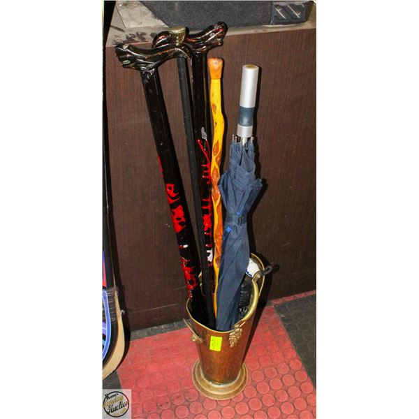 ANTIQUE BRASS AND PORCELAIN