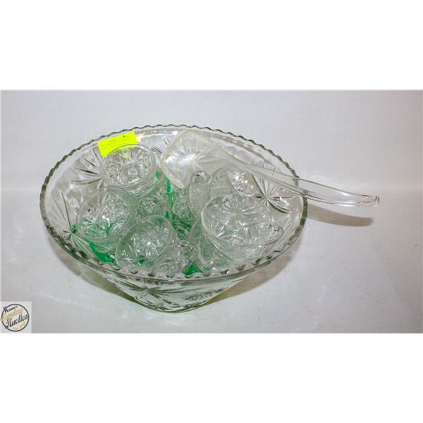 ESTATE STARBURST PUNCHBOWL WITH MATCHING & VARIOUS