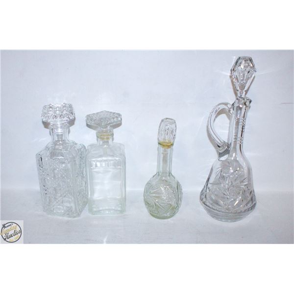 STARBURST GLASS DECANTERS WITH VARIOUS DECANTERS