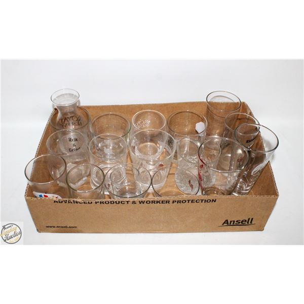 ESTATE LOT OF VARIOUS SIZE DRINKING GLASSES