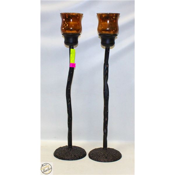 PAIR OF CANDLE HOLDERS APPROX 28 INCHES TALL