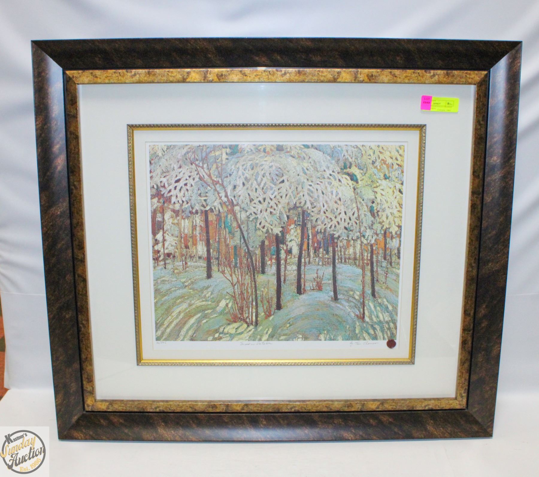LARGE PROFESSIONALLY FRAMED TOM THOMPSON