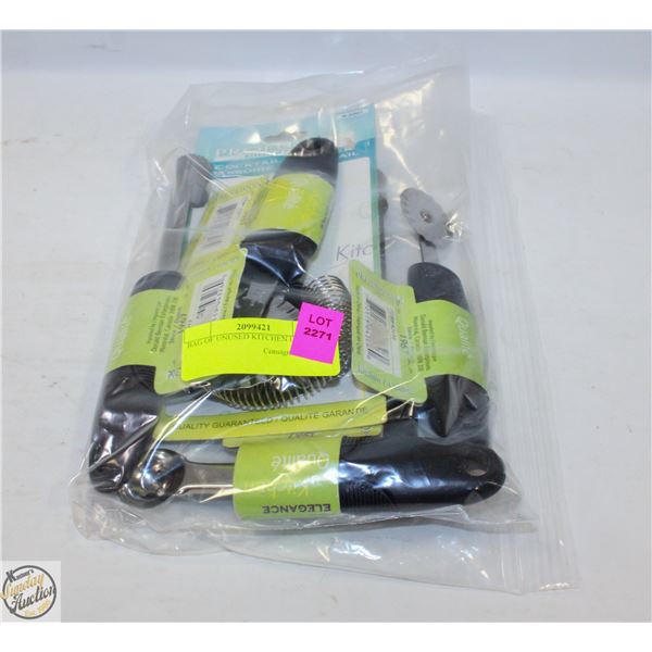 BAG OF UNUSED KITCHEN UTENSILS