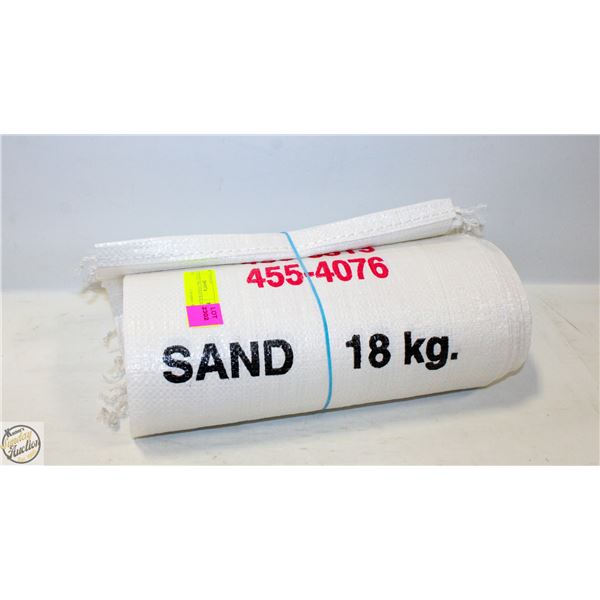 (20) UNUSED 18KG SAND BAGS WHITE