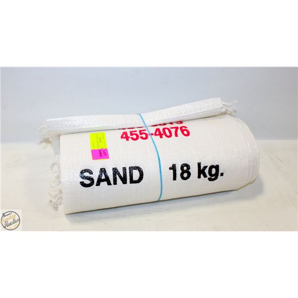 (20) UNUSED 18KG SAND BAGS WHITE