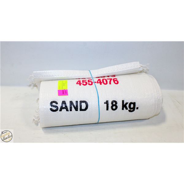 (20) UNUSED 18KG SAND BAGS WHITE