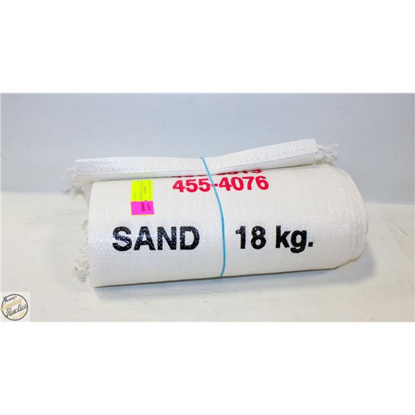 (20) UNUSED 18KG SAND BAGS WHITE