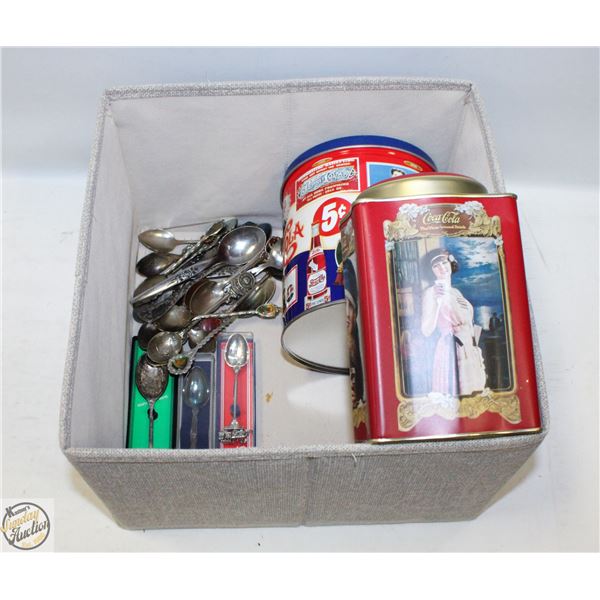 COLLECTOR TINS + COLLECTOR SPOONS ASSORTED