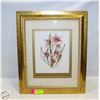 Image 1 : FRAMED WATERCOLOUR OF ORCHIDS 14” x 17”