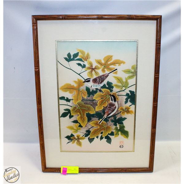 FRAMED WOOD BLOCK PRINT JAPAN  16” x 22”
