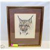 Image 1 : FRAMED COLOUR PRINT LYNX 14” x 16”