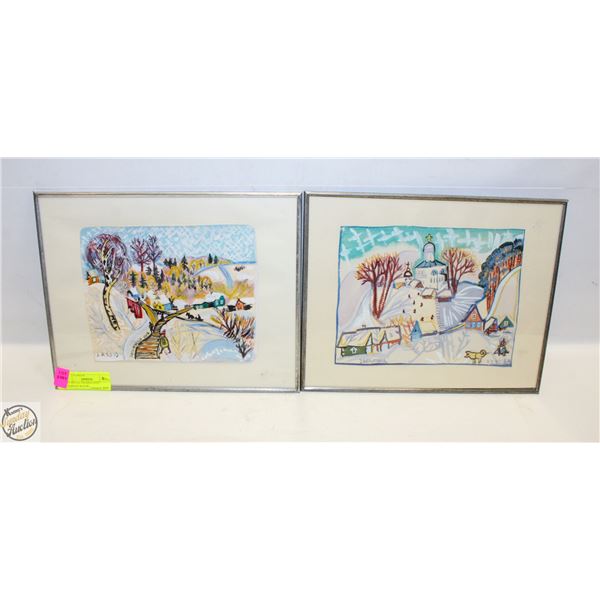 TWO METAL FRAMED EAST EUROPEAN WATER