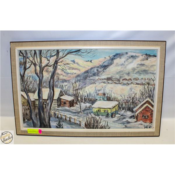 FRAMED OIL PAINTING ON BOARD 16” x 26” (M.K.)