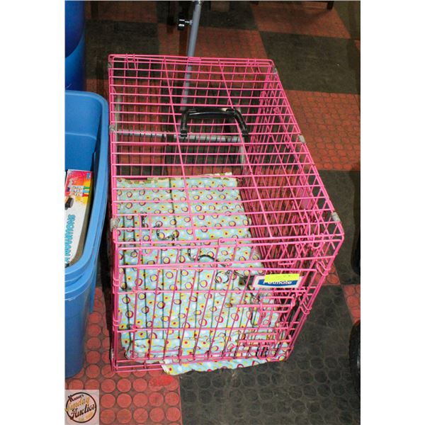 PINK METAL PET KENNEL FOR SMALL DOGS/CATS