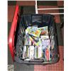 Image 1 : LIDDED 102L TOTE WITH ASSORTED DVDS/CDS