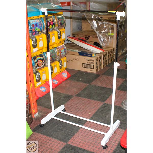 PAIR OF CLOTHING RACKS LIGHT DUTY ON WHEELS