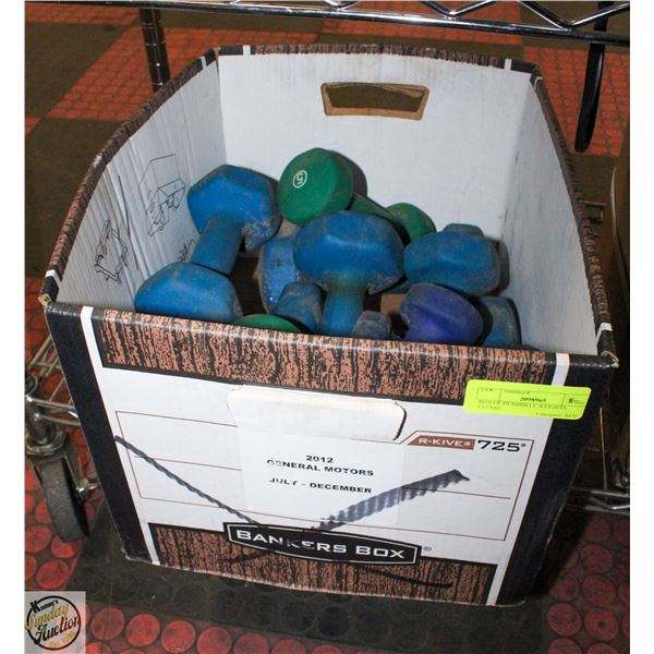 BOX OF DUMBBELL WEIGHTS ESTATE
