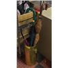 Image 1 : BRASS UMBRELLA HOLDER WITH VINTAGE UMBRELLAS