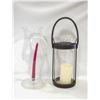 Image 1 : PAIR OF GLASS LARGE CANDLE HOLDERS