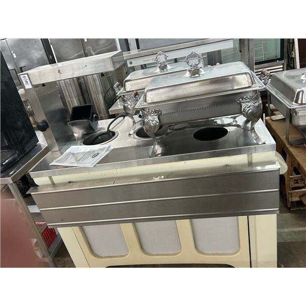 4' Rolling Buffet Table w/Tray Slide, Heat Lamp