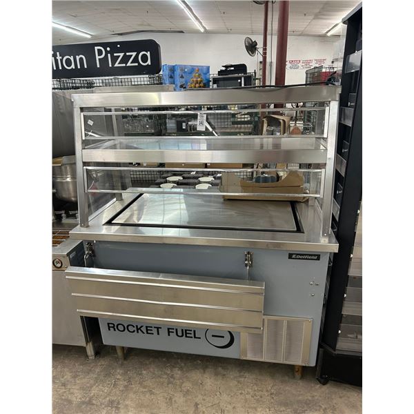 Delfield Ref Cold Plate Buffet Line Table w/Tray Slide/Double Overshelf