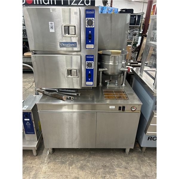 Cleveland Double Convection Steamer w/Tilt Kettle Workstation
