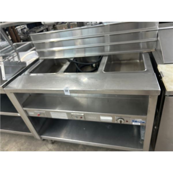 SS  3'   3 Comp Electric Steam Table w/Tray Table and Undershelf