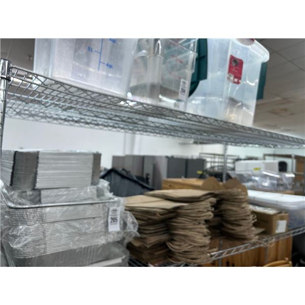 Lidded Cooking Tins, Shopping Bags, Asst. Supplies on Shelf