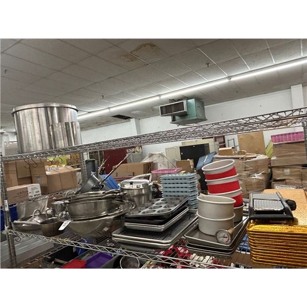 Large Mixing Bowls, Collanders, Bake Pans, Sheets, Supplies - Top 2 Shelves