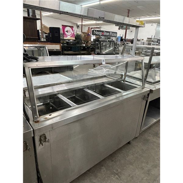 SS  5'  4 Comp Electric Steam Table w/Heated Overshelf