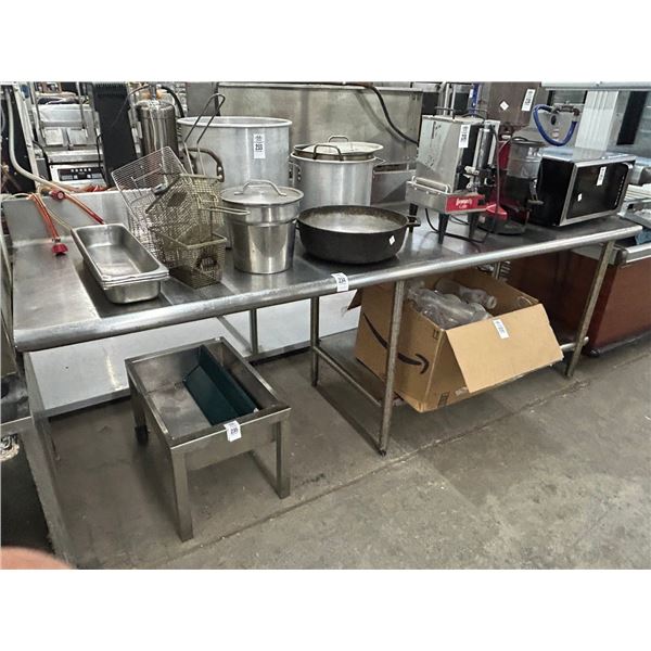 SS  8'  Table w/Undershelf/Backsplash/Roll Under Storage