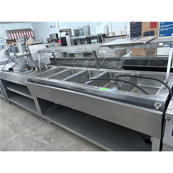 Aerohot SS  12'  5 Comp Electric Steam Table Workstation w/Undershelves/Overshelf/