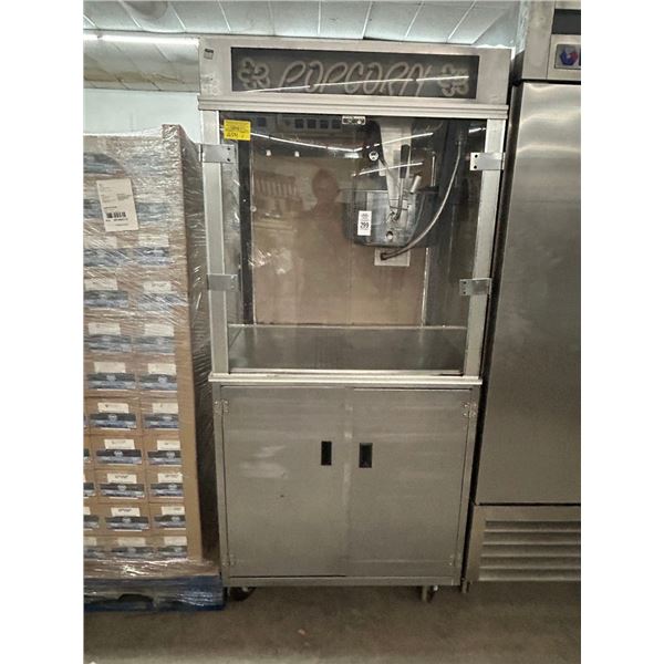 Large Upright Rolling Gold Metal Popcorn Popper Merchandiser