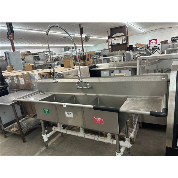 SS 7'  3 Comp Sink w/Drainboards/Wand